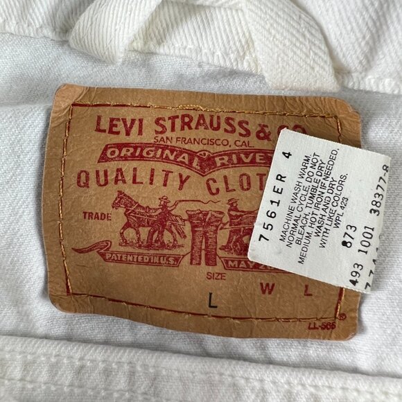 Y2K Levi's Trucker Jean Jacket Women's Junior's Large White Distressed Denim - Picture 9 of 16